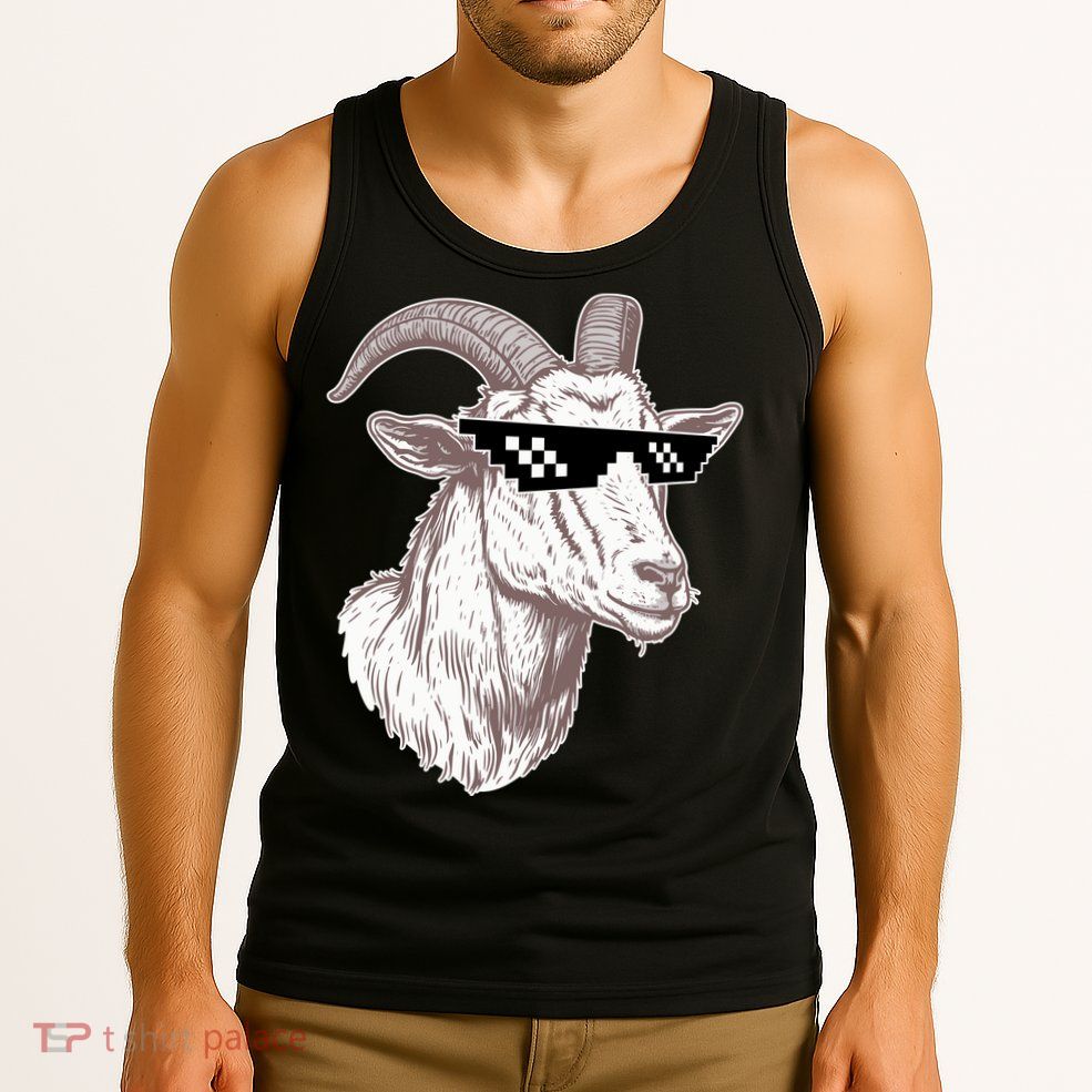 Funny GOAT Pixel Sunglasses Meme Tank Top