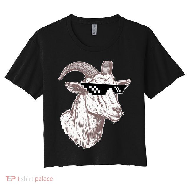 Funny GOAT Pixel Sunglasses Meme Crop Top