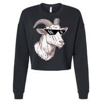 Funny GOAT Pixel Sunglasses Meme Cropped Pullover Crew