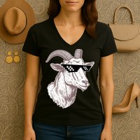 Funny GOAT Pixel Sunglasses Meme Women's V-Neck T-Shirt