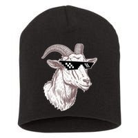 Funny GOAT Pixel Sunglasses Meme Short Acrylic Beanie