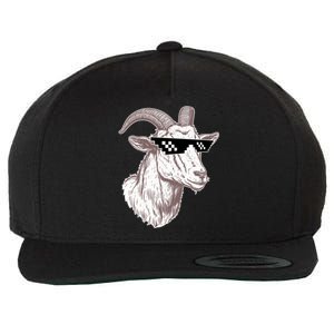 Funny GOAT Pixel Sunglasses Meme Wool Snapback Cap