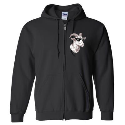 Funny GOAT Pixel Sunglasses Meme Full Zip Hoodie