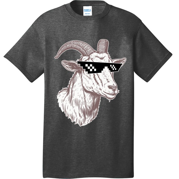 Funny GOAT Pixel Sunglasses Meme T-Shirt