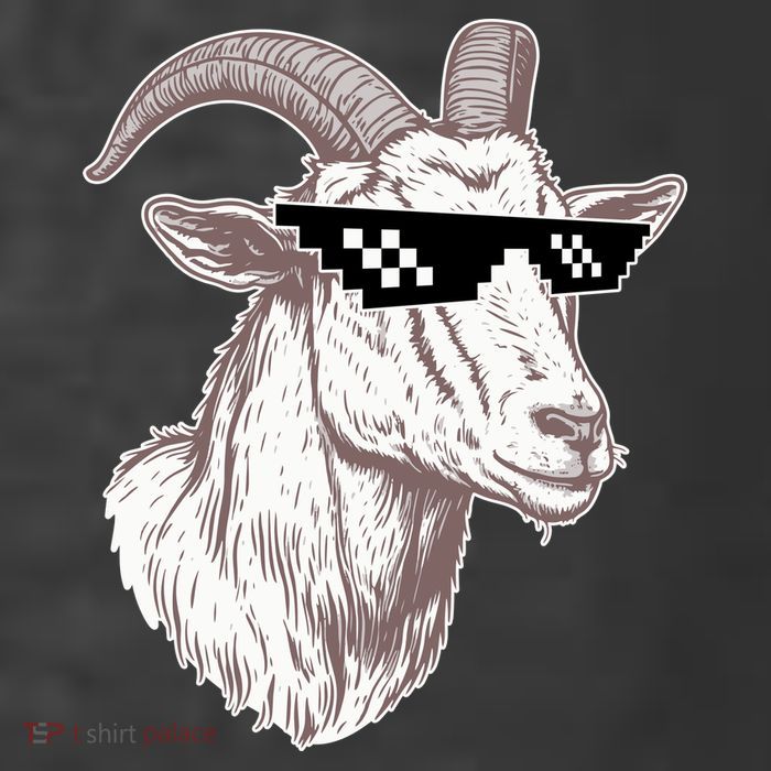 Funny GOAT Pixel Sunglasses Meme T-Shirt