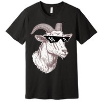 Funny GOAT Pixel Sunglasses Meme Premium T-Shirt