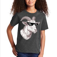 Funny GOAT Pixel Sunglasses Meme Kids T-Shirt