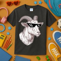 Funny GOAT Pixel Sunglasses Meme Kids T-Shirt