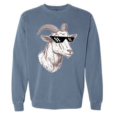 Funny GOAT Pixel Sunglasses Meme Garment-Dyed Sweatshirt