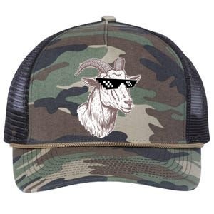 Funny GOAT Pixel Sunglasses Meme Retro Rope Trucker Hat Cap