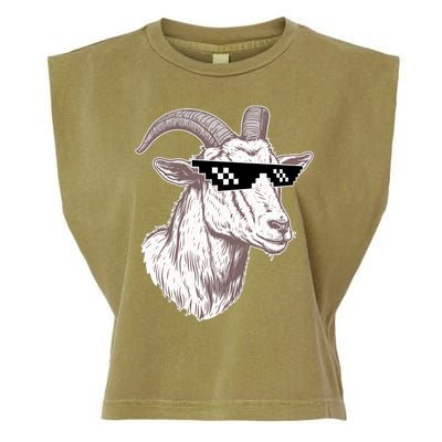 Funny GOAT Pixel Sunglasses Meme Garment-Dyed Women's Muscle Tee