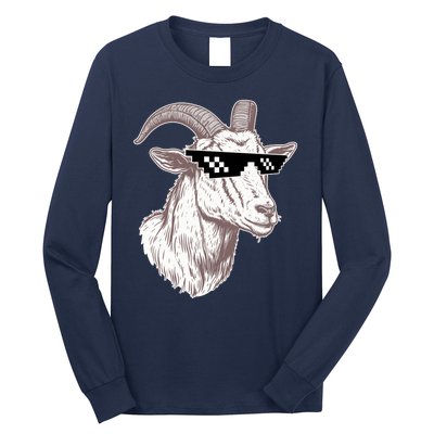 Funny GOAT Pixel Sunglasses Meme Long Sleeve Shirt