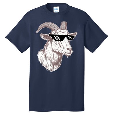 Funny GOAT Pixel Sunglasses Meme Tall T-Shirt