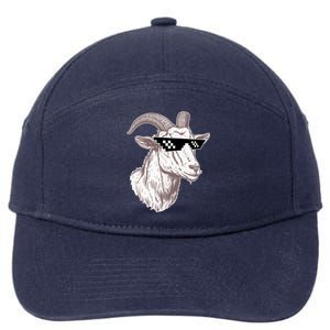 Funny GOAT Pixel Sunglasses Meme 7-Panel Snapback Hat