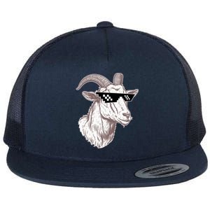 Funny GOAT Pixel Sunglasses Meme Flat Bill Trucker Hat