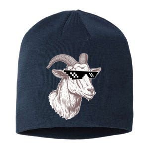 Funny GOAT Pixel Sunglasses Meme Sustainable Beanie