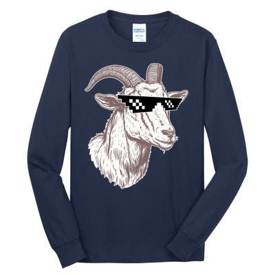 Funny GOAT Pixel Sunglasses Meme Tall Long Sleeve T-Shirt