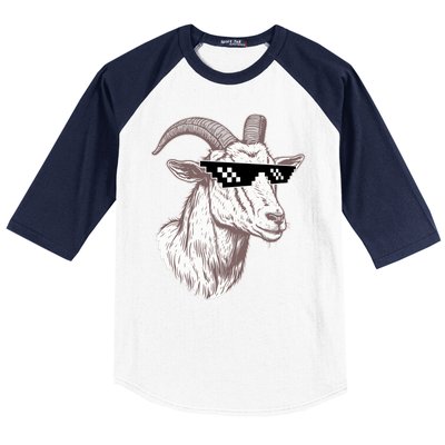 Funny GOAT Pixel Sunglasses Meme Baseball Sleeve Shirt