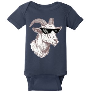 Funny GOAT Pixel Sunglasses Meme Baby Bodysuit