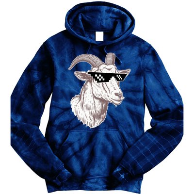 Funny GOAT Pixel Sunglasses Meme Tie Dye Hoodie