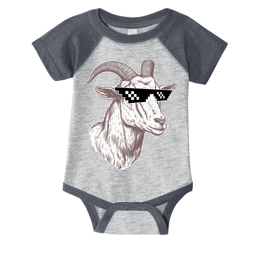 Funny GOAT Pixel Sunglasses Meme Infant Baby Jersey Bodysuit