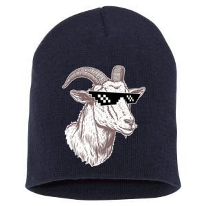 Funny GOAT Pixel Sunglasses Meme Short Acrylic Beanie