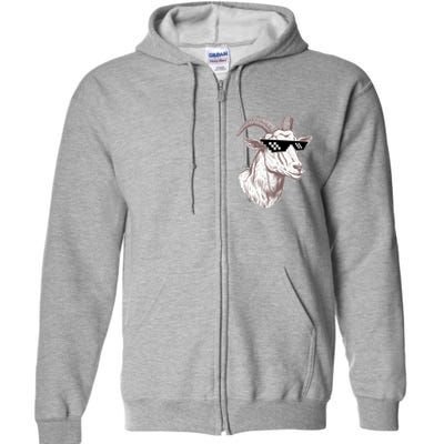 Funny GOAT Pixel Sunglasses Meme Full Zip Hoodie