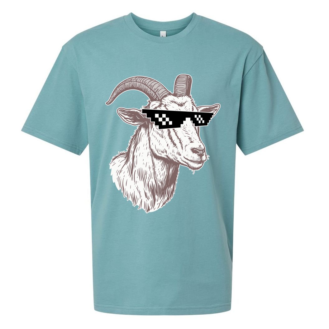 Funny GOAT Pixel Sunglasses Meme Sueded Cloud Jersey T-Shirt