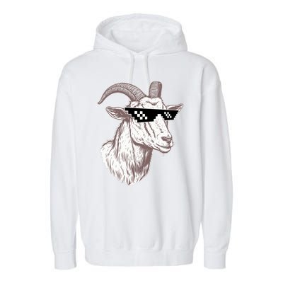 Funny GOAT Pixel Sunglasses Meme Garment-Dyed Fleece Hoodie