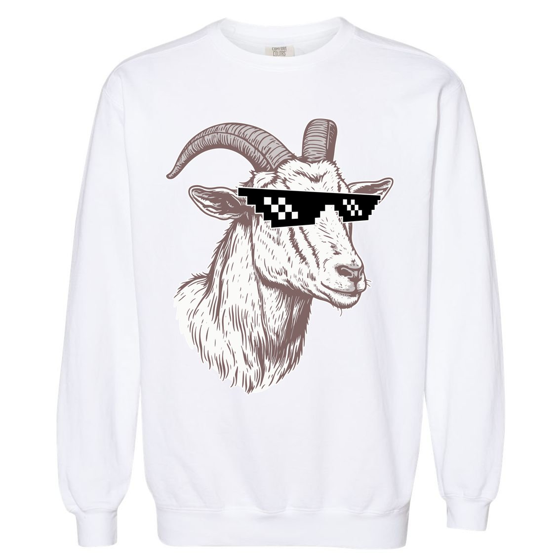 Funny GOAT Pixel Sunglasses Meme Garment-Dyed Sweatshirt