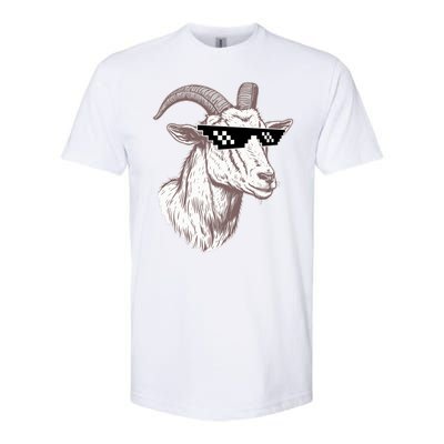 Funny GOAT Pixel Sunglasses Meme Softstyle CVC T-Shirt