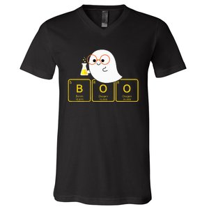 Funny Ghost Periodic Table Boo Halloween Costume Chemistry V-Neck T-Shirt