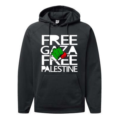 Free Gaza Palestine Flag Performance Fleece Hoodie