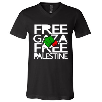 Free Gaza Palestine Flag V-Neck T-Shirt