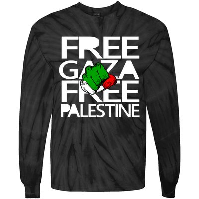 Free Gaza Palestine Flag Tie-Dye Long Sleeve Shirt