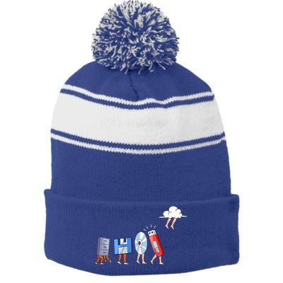 Funny Geek Programmer Nerd Developer Computer Engineering Gift Stripe Pom Pom Beanie