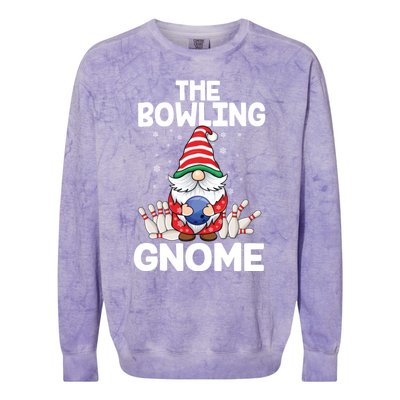 Funny Gnome Pajamas Bowling Gnome Xmas Cute Christmas Gnome Colorblast Crewneck Sweatshirt