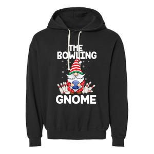 Funny Gnome Pajamas Bowling Gnome Xmas Cute Christmas Gnome Garment-Dyed Fleece Hoodie