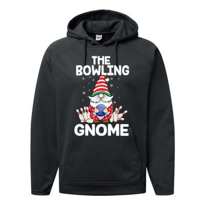 Funny Gnome Pajamas Bowling Gnome Xmas Cute Christmas Gnome Performance Fleece Hoodie