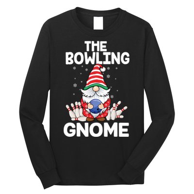 Funny Gnome Pajamas Bowling Gnome Xmas Cute Christmas Gnome Long Sleeve Shirt