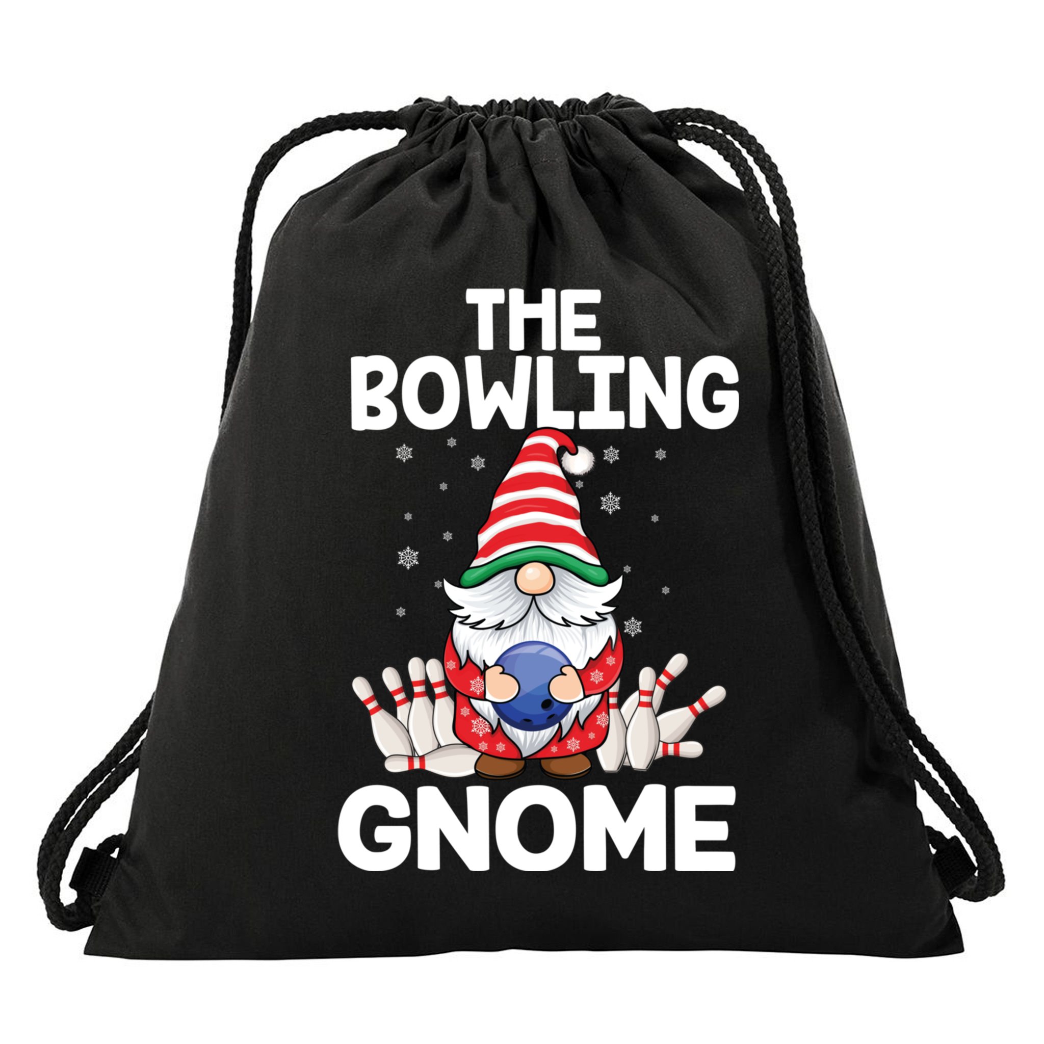 Funny Gnome Pajamas Bowling Gnome Xmas Cute Christmas Gnome Drawstring Bag