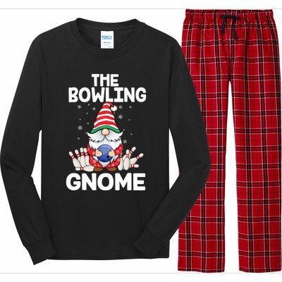 Funny Gnome Pajamas Bowling Gnome Xmas Cute Christmas Gnome Long Sleeve Pajama Set