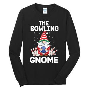 Funny Gnome Pajamas Bowling Gnome Xmas Cute Christmas Gnome Tall Long Sleeve T-Shirt