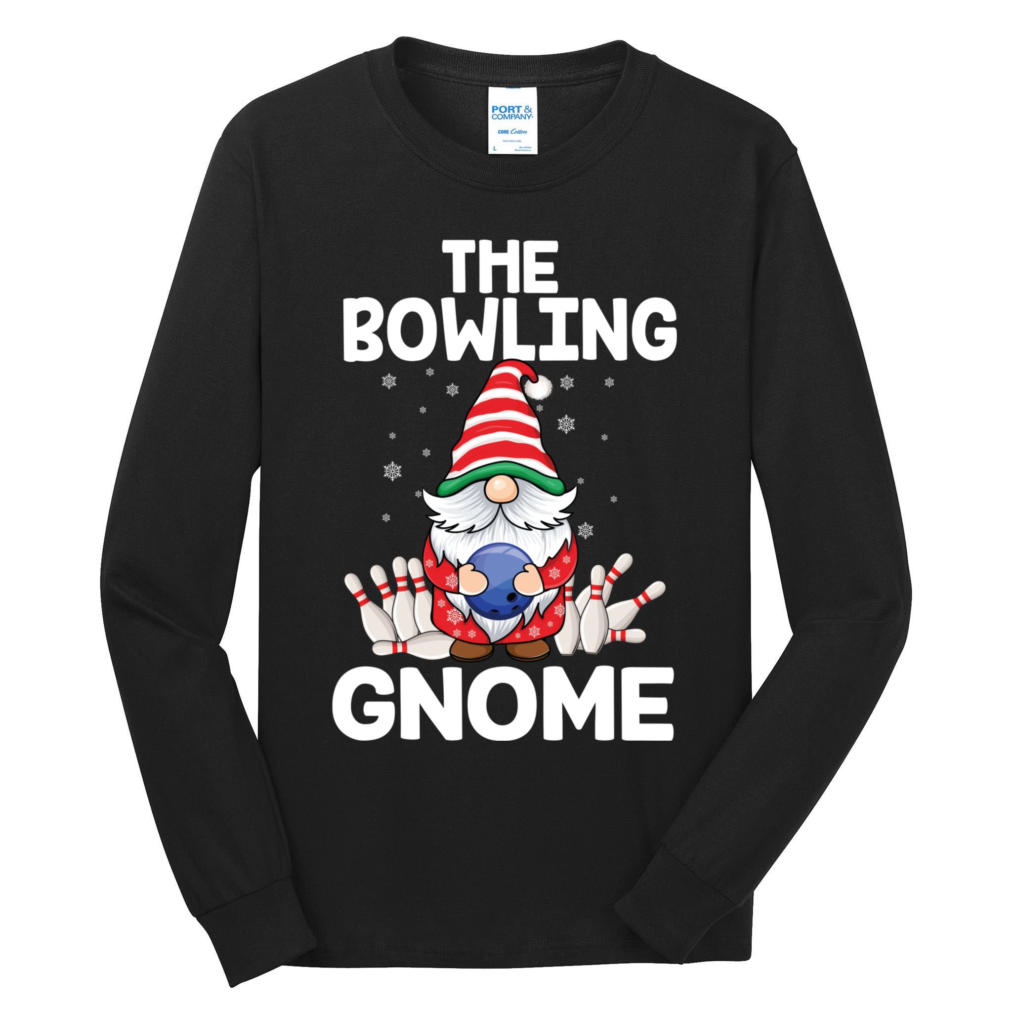 Funny Gnome Pajamas Bowling Gnome Xmas Cute Christmas Gnome Tall Long Sleeve T-Shirt