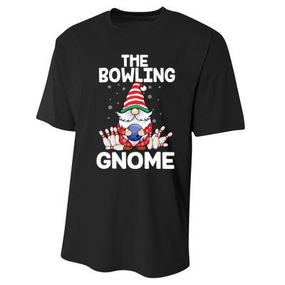 Funny Gnome Pajamas Bowling Gnome Xmas Cute Christmas Gnome Performance Sprint T-Shirt