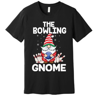 Funny Gnome Pajamas Bowling Gnome Xmas Cute Christmas Gnome Premium T-Shirt