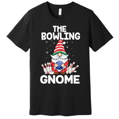 Funny Gnome Pajamas Bowling Gnome Xmas Cute Christmas Gnome Premium T-Shirt