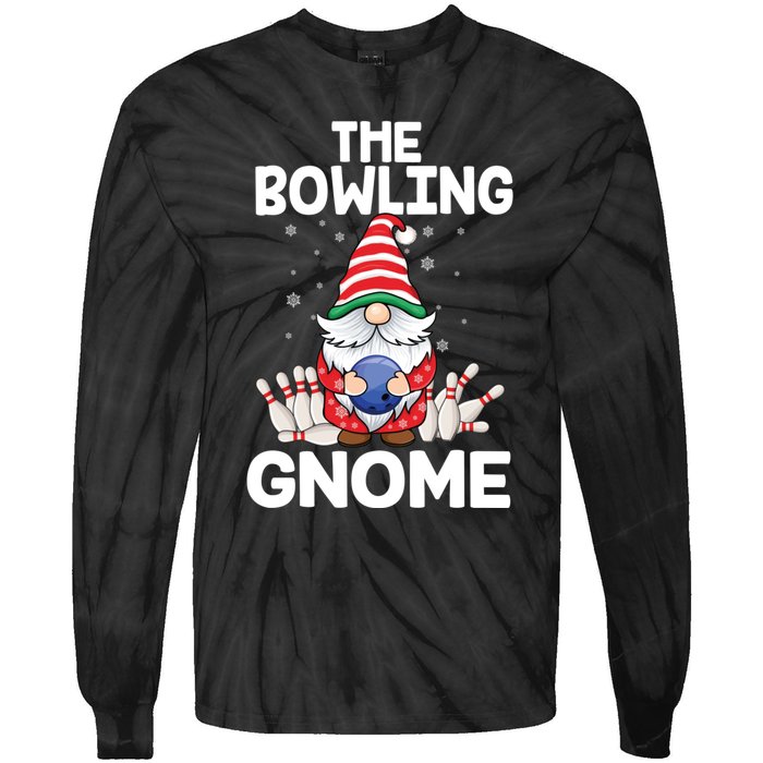 Funny Gnome Pajamas Bowling Gnome Xmas Cute Christmas Gnome Tie-Dye Long Sleeve Shirt