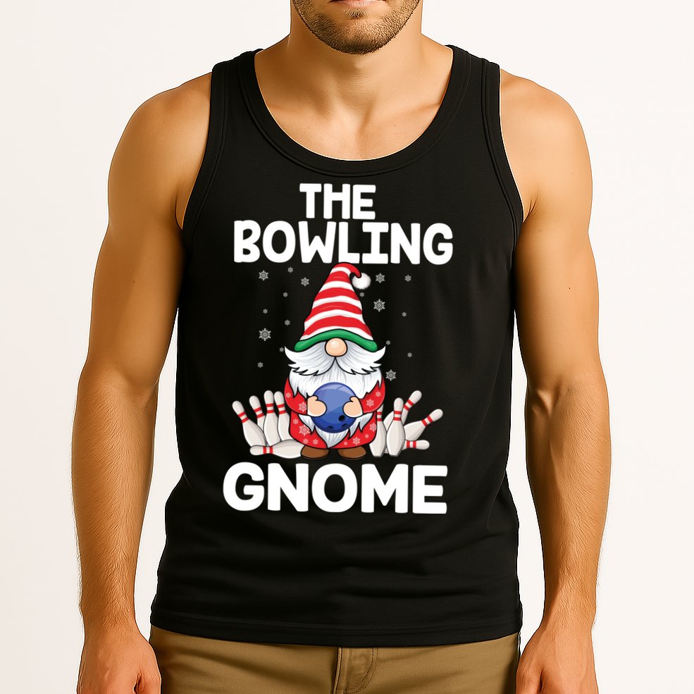 Funny Gnome Pajamas Bowling Gnome Xmas Cute Christmas Gnome Tank Top