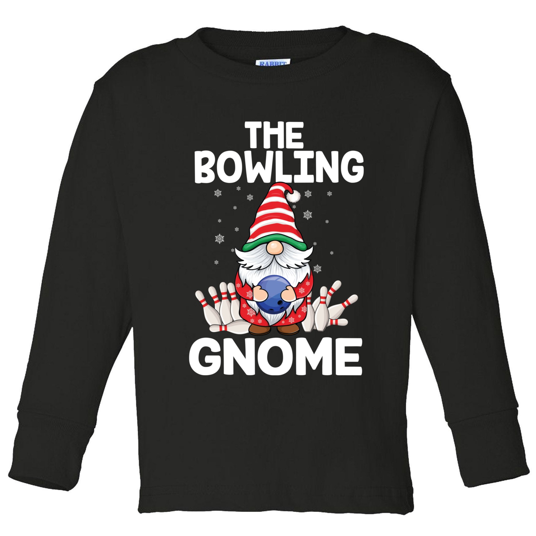 Funny Gnome Pajamas Bowling Gnome Xmas Cute Christmas Gnome Toddler Long Sleeve Shirt